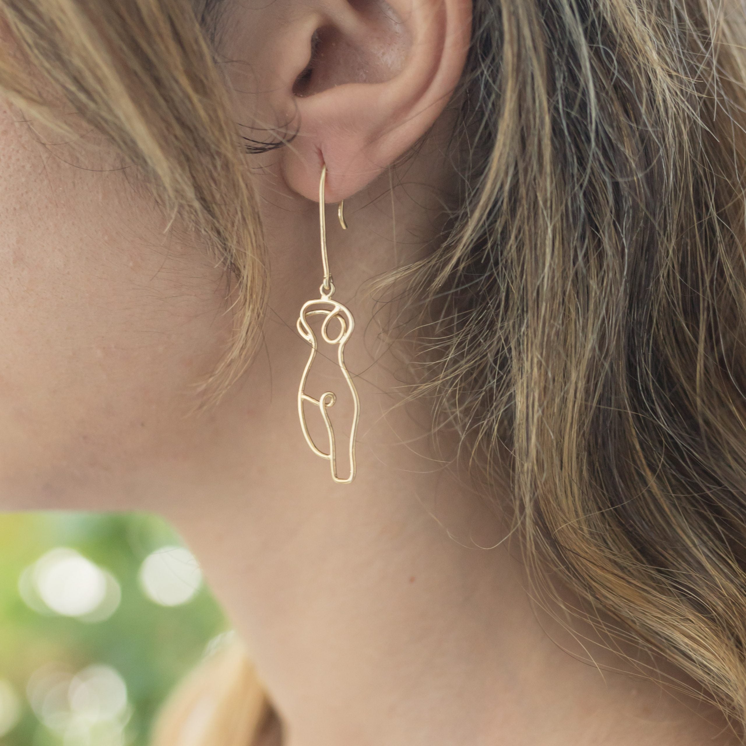 handmade female body earrings in 900 silver