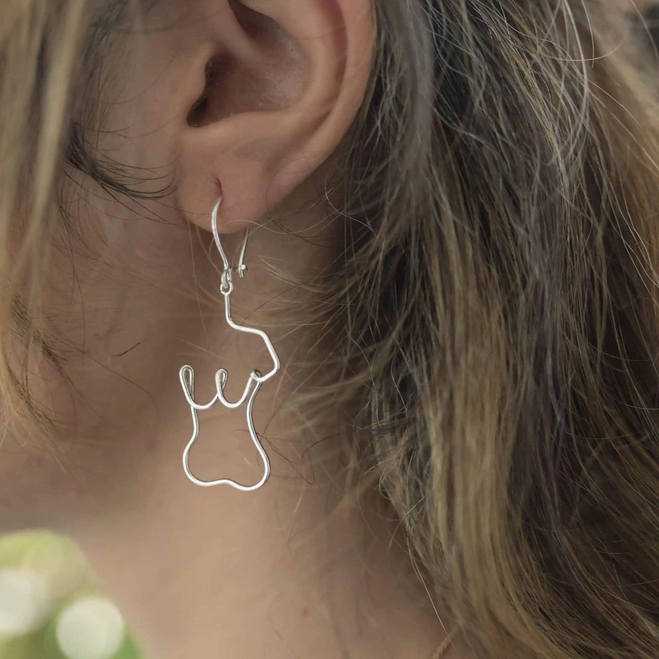 Boucles corps féminin fait main en argent 925