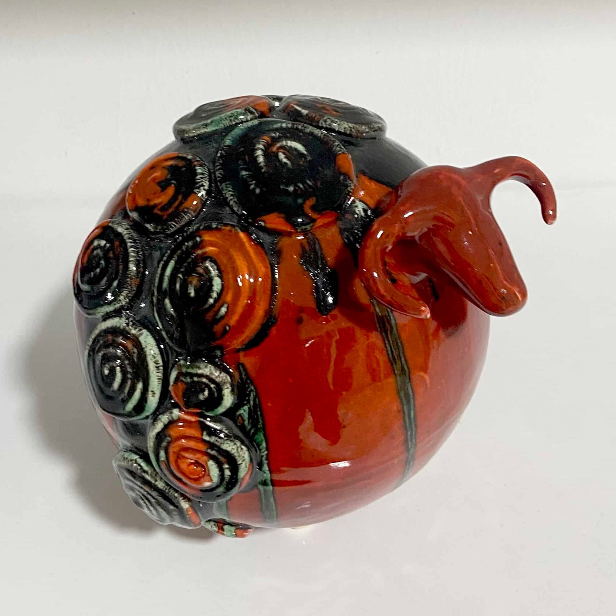 Red and Green Decorative Ceramic Sheep – Unique Handmade Piece (Large and Small Size)