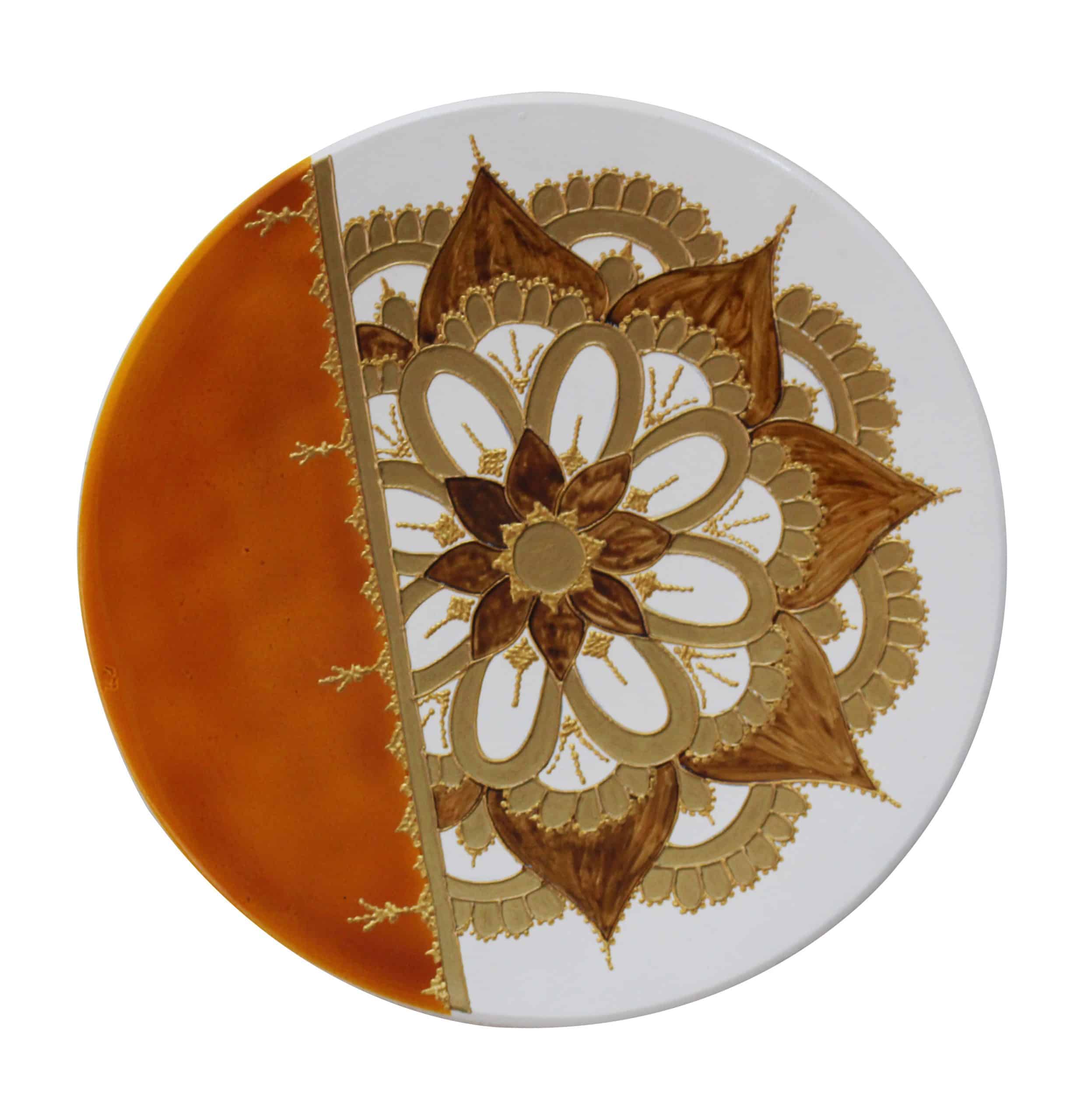 Assiette en Céramique et 4 Tasses en Verre