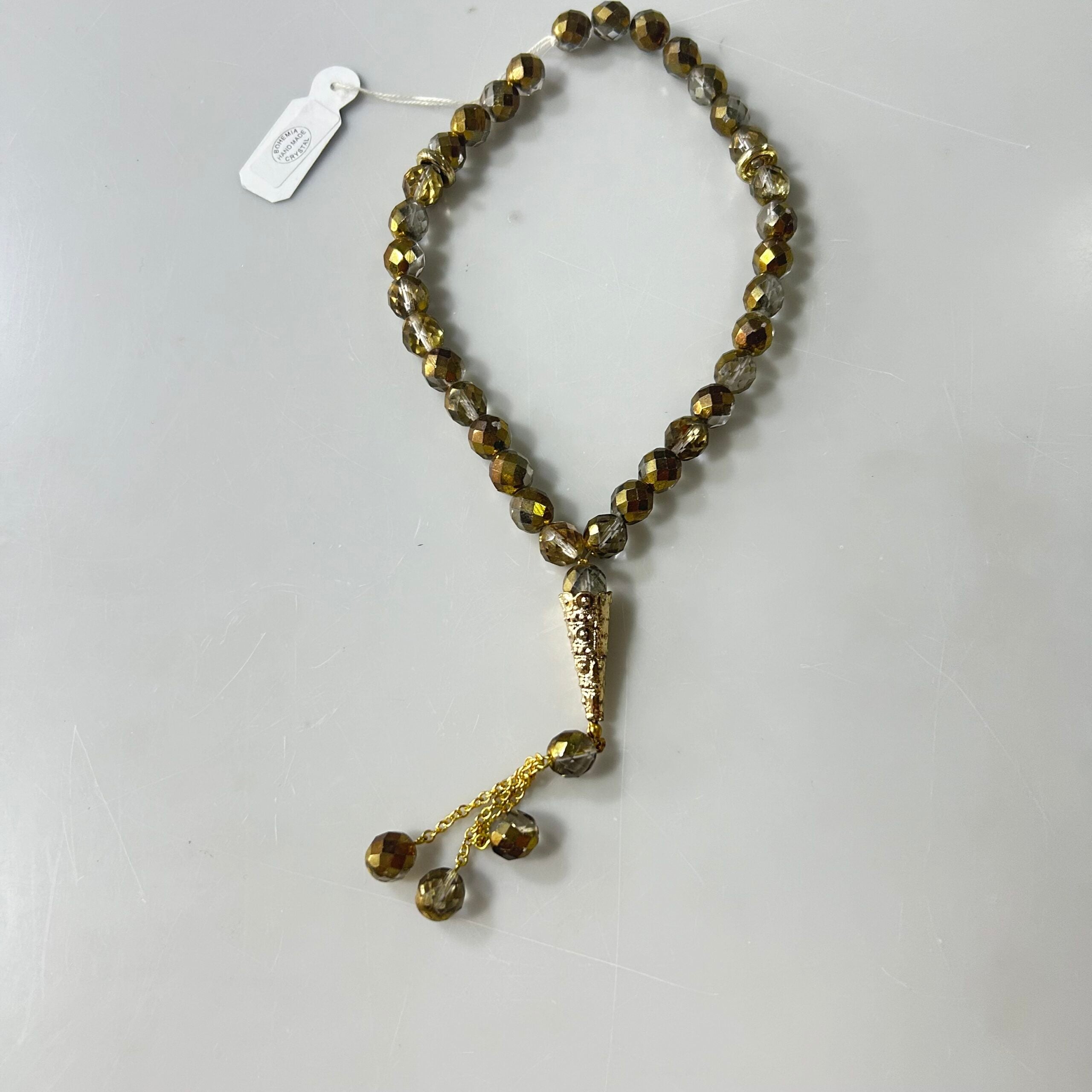 Chapelet raffiné en cristal de bohème jaune