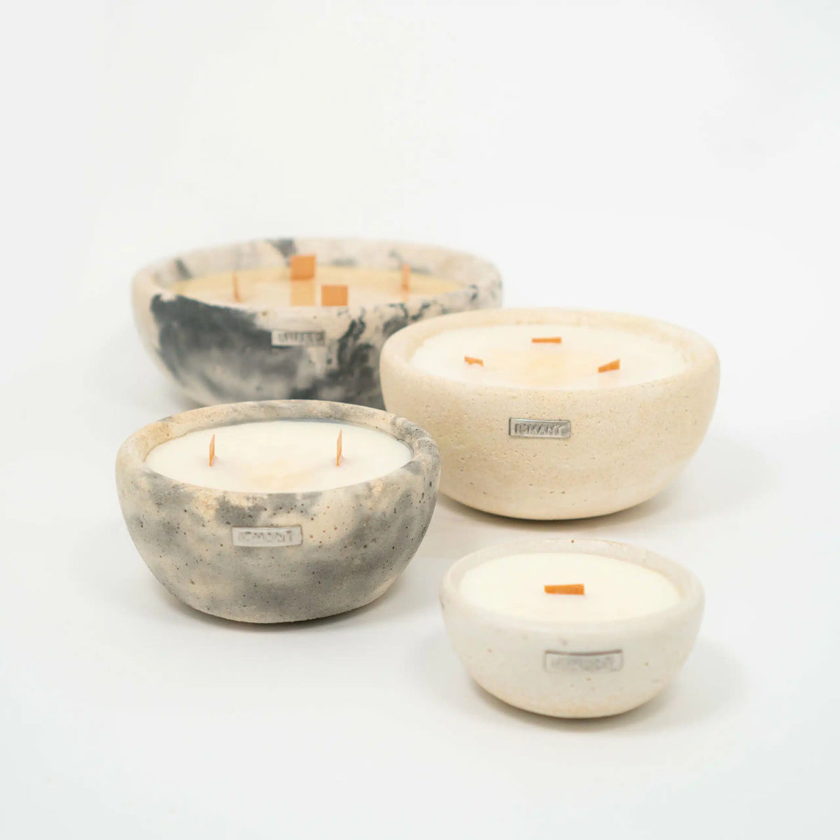Bougie parfumée en cire de soja avec un bol en béton réutilisable (18 cm)
