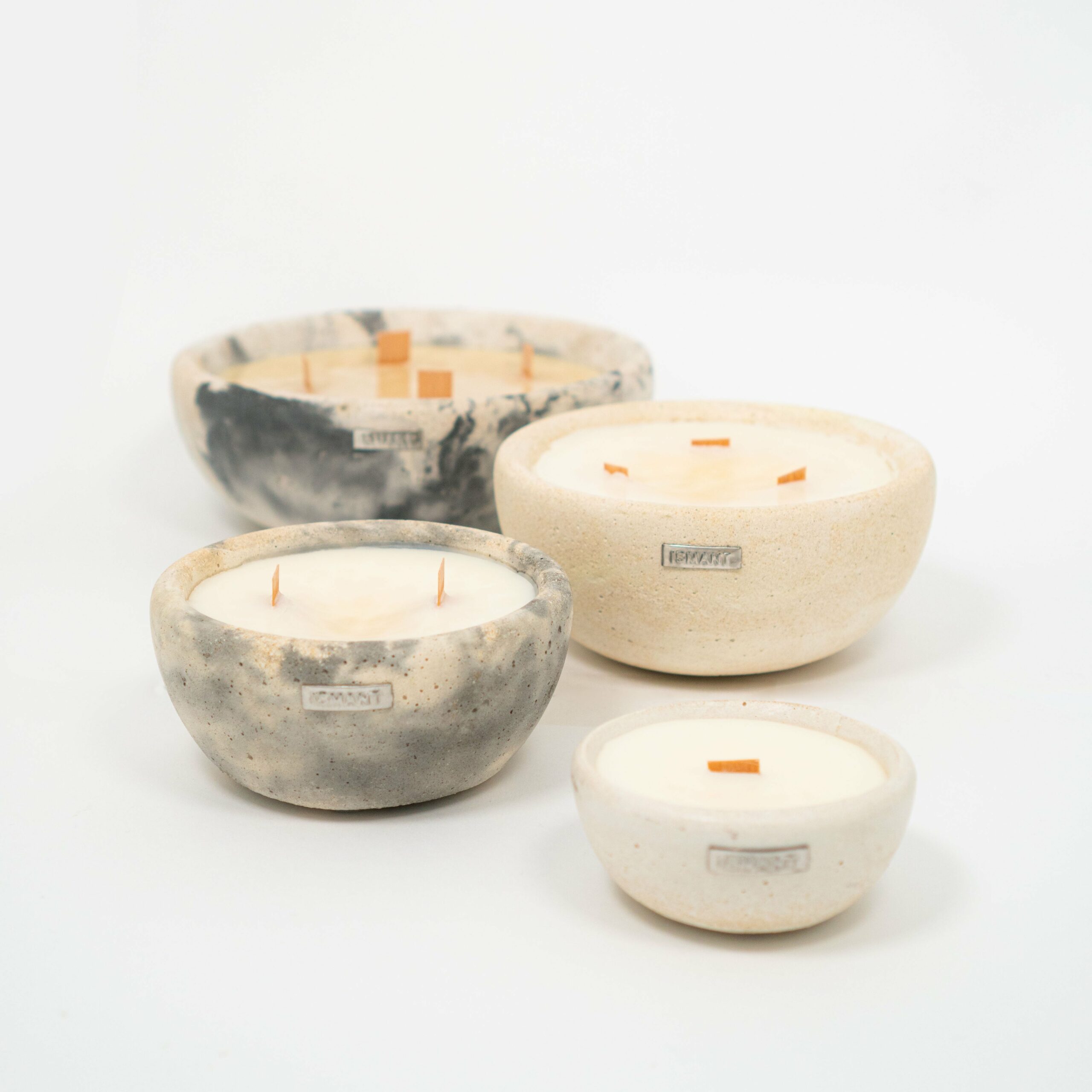 Bougie parfumée en cire de soja avec un bol en béton réutilisable (18 cm)