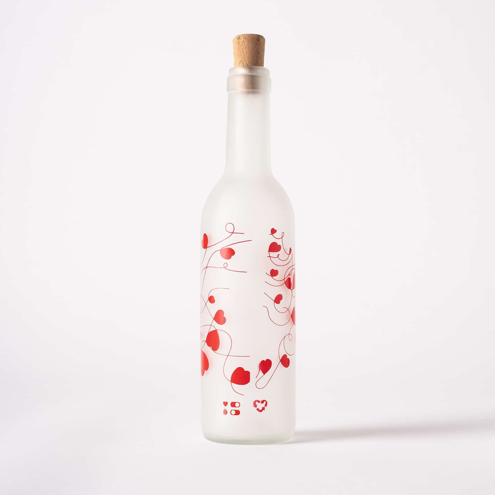 La Promesse, bouteille en verre recyclé avec une lettre d'amour personnalisée