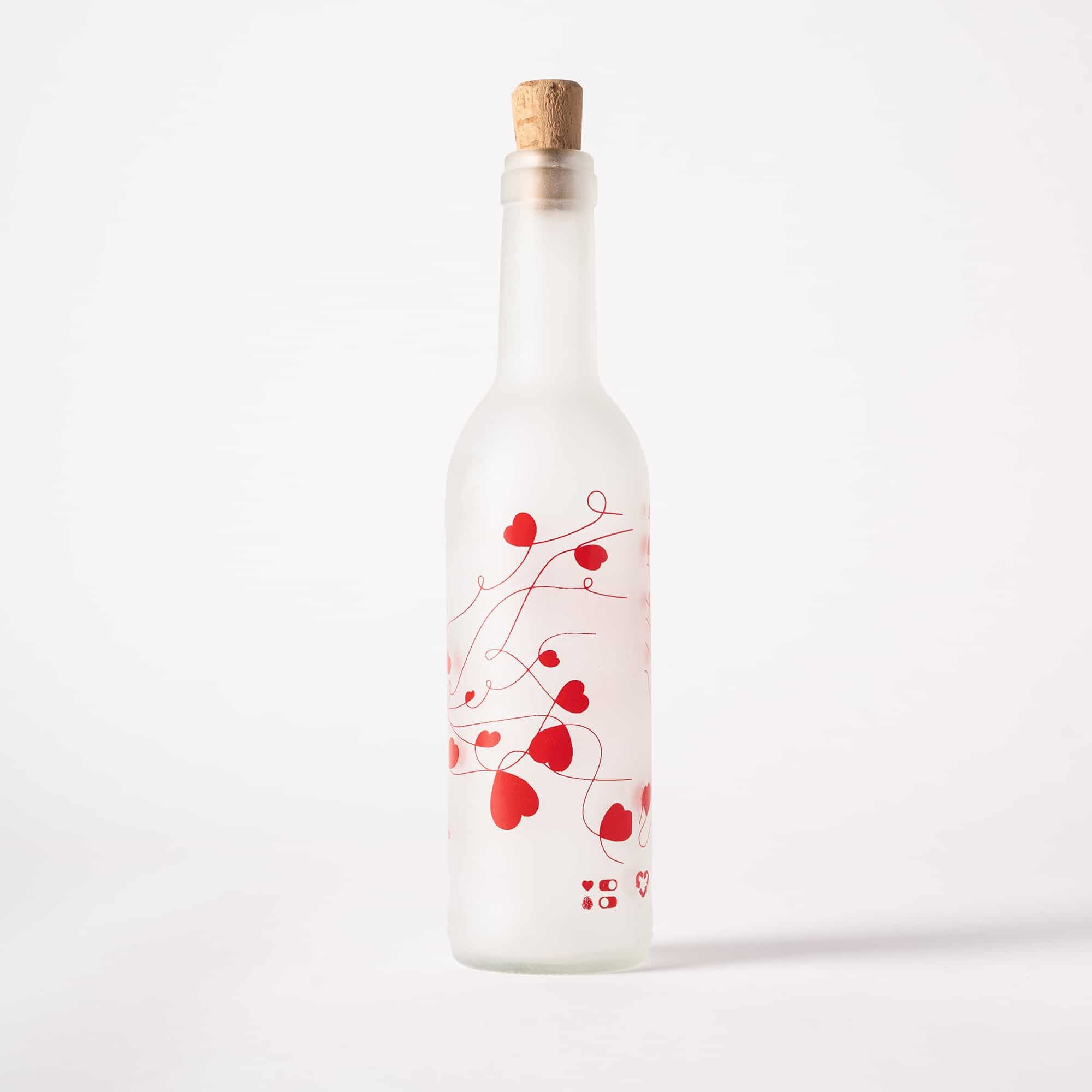 La Promesse, bouteille en verre recyclé avec une lettre d'amour personnalisée