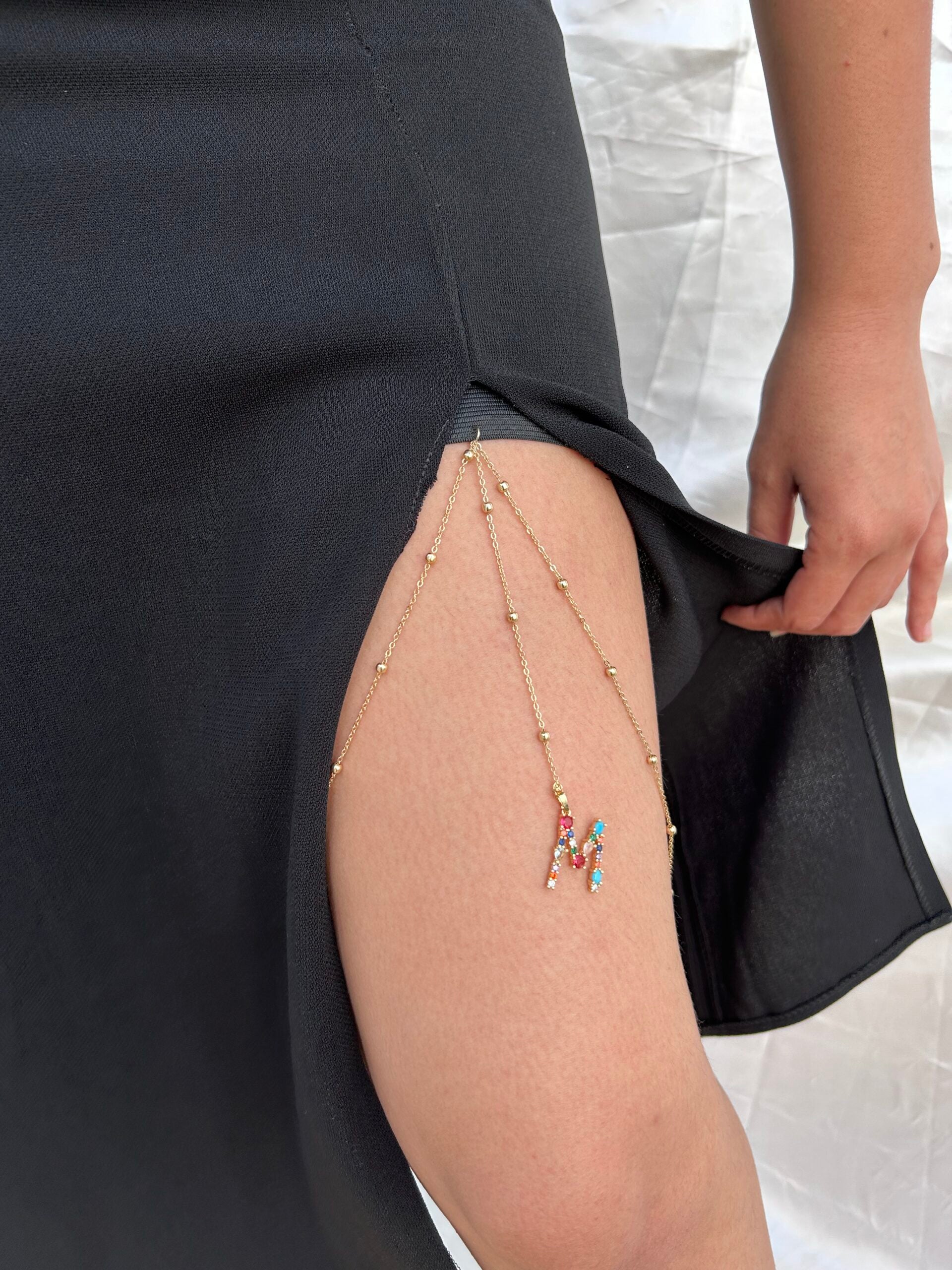 Stainless Steel Leg Chain with Initial - Thigh Chain Initial