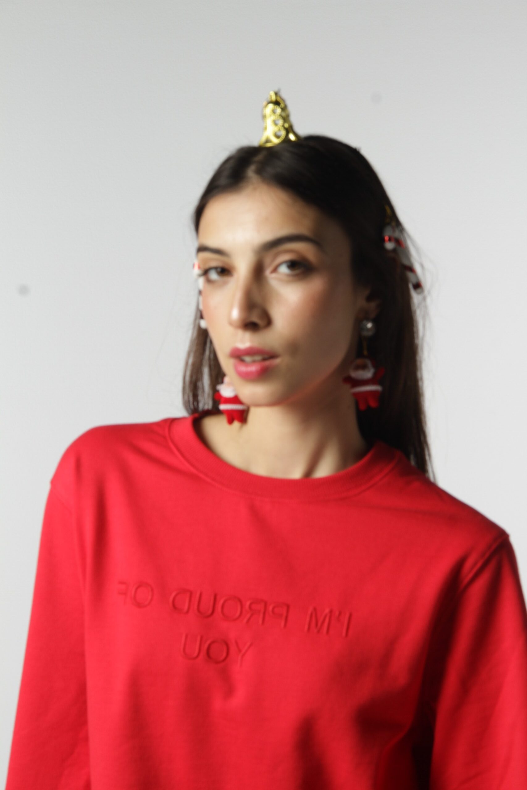 Sweatshirt loose fit col rond unisexe «IM PROUD OF YOU avec détail en Wax