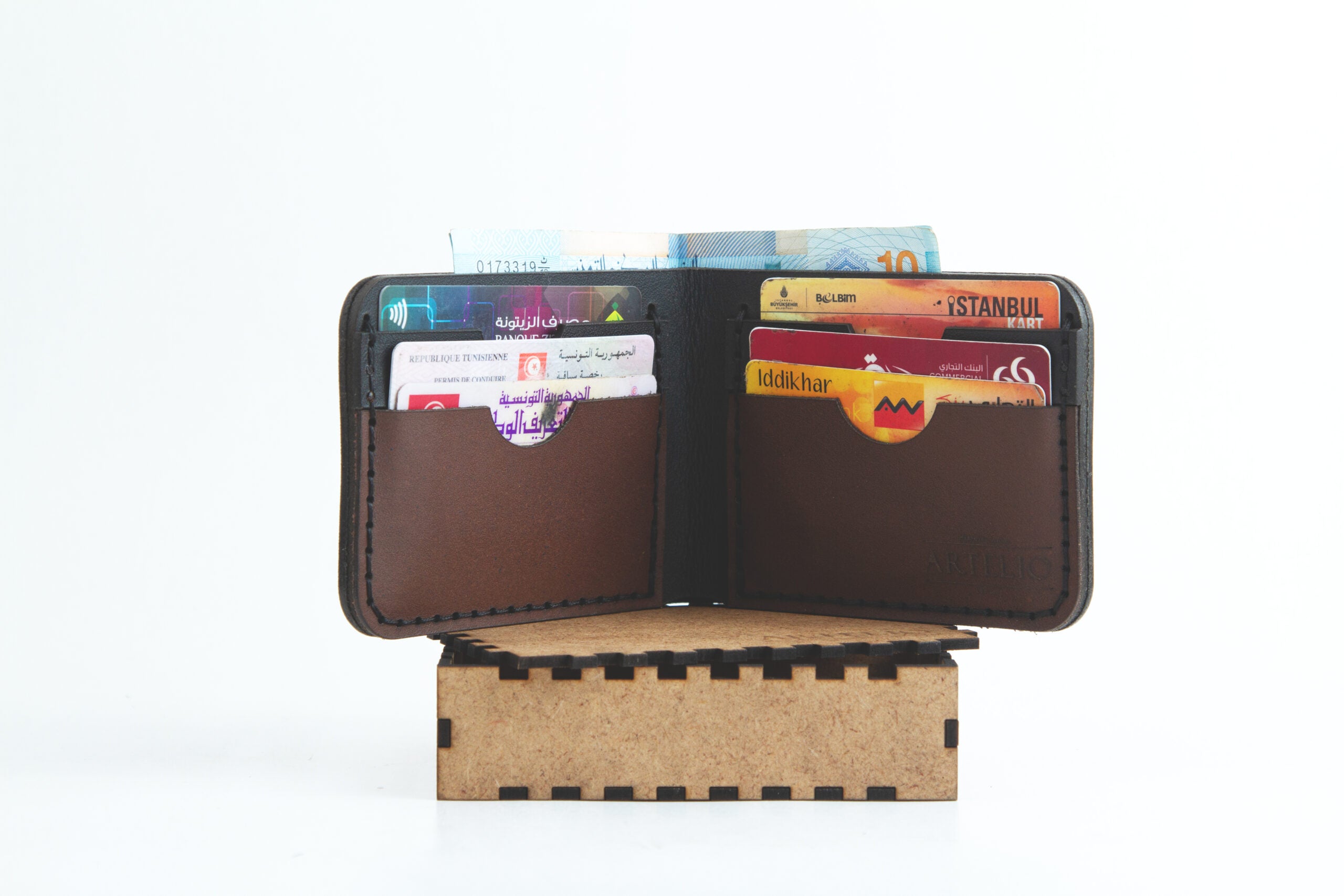Portefeuille Bifold en Cuir 5 pochettes