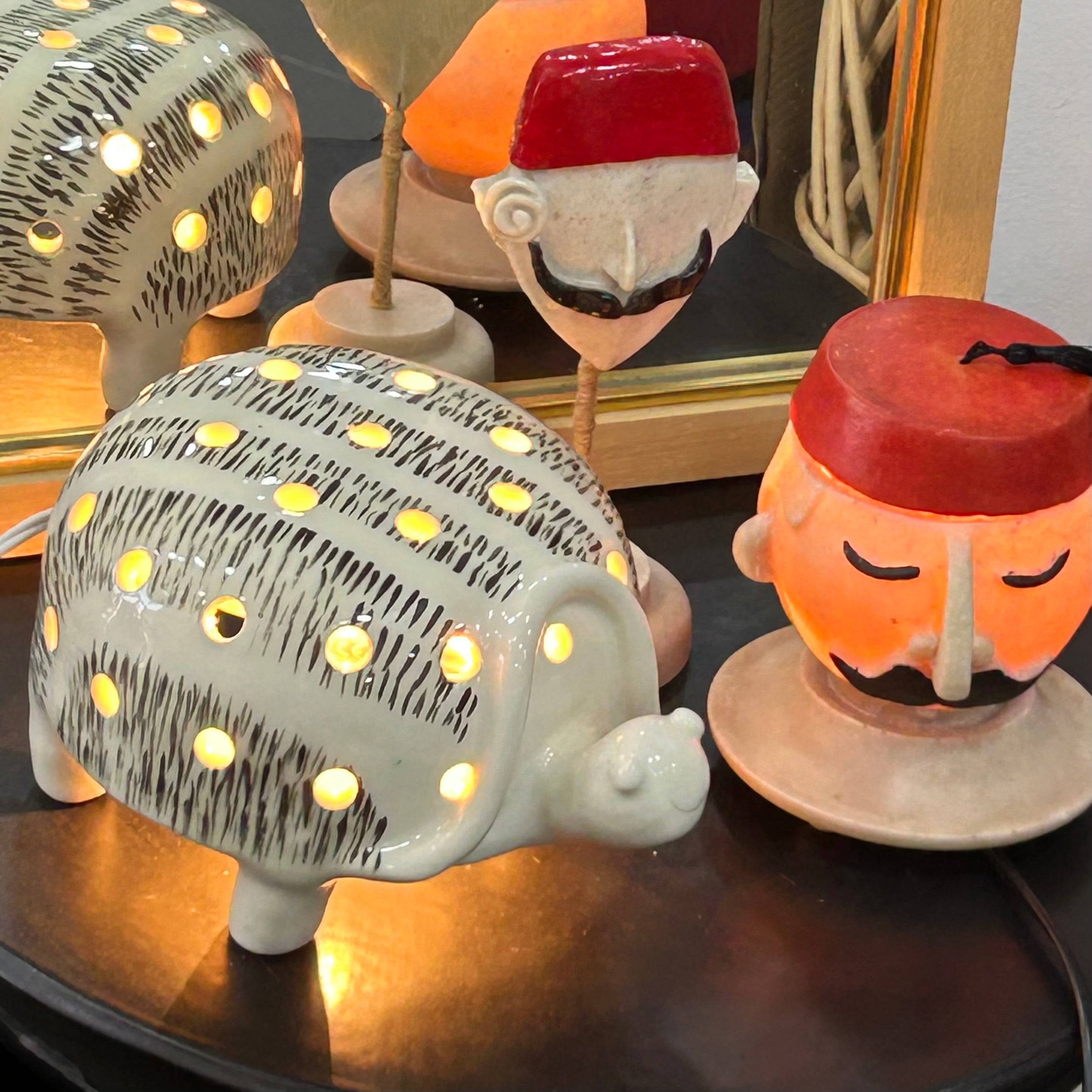 Lampe tortue en céramique en blanc