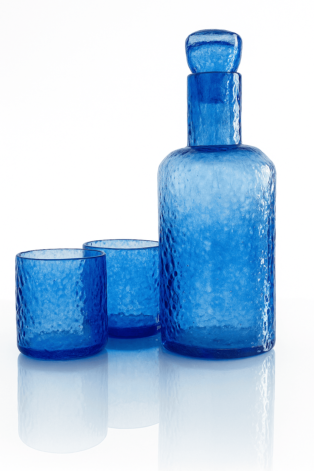 Carafe en verre recyclé soufflée à la main set exclusif 5 pièces