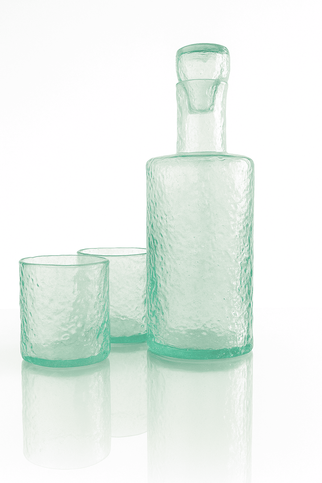 Carafe en verre recyclé soufflée à la main set exclusif 5 pièces