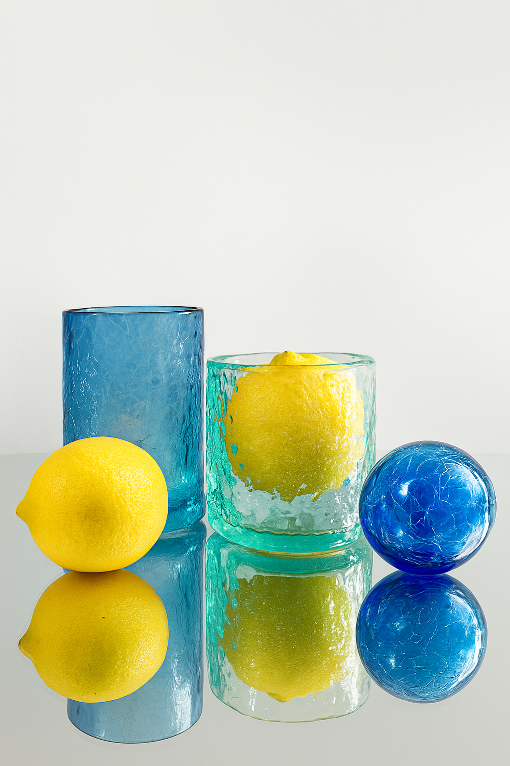 Carafe en verre recyclé soufflée à la main set exclusif 5 pièces