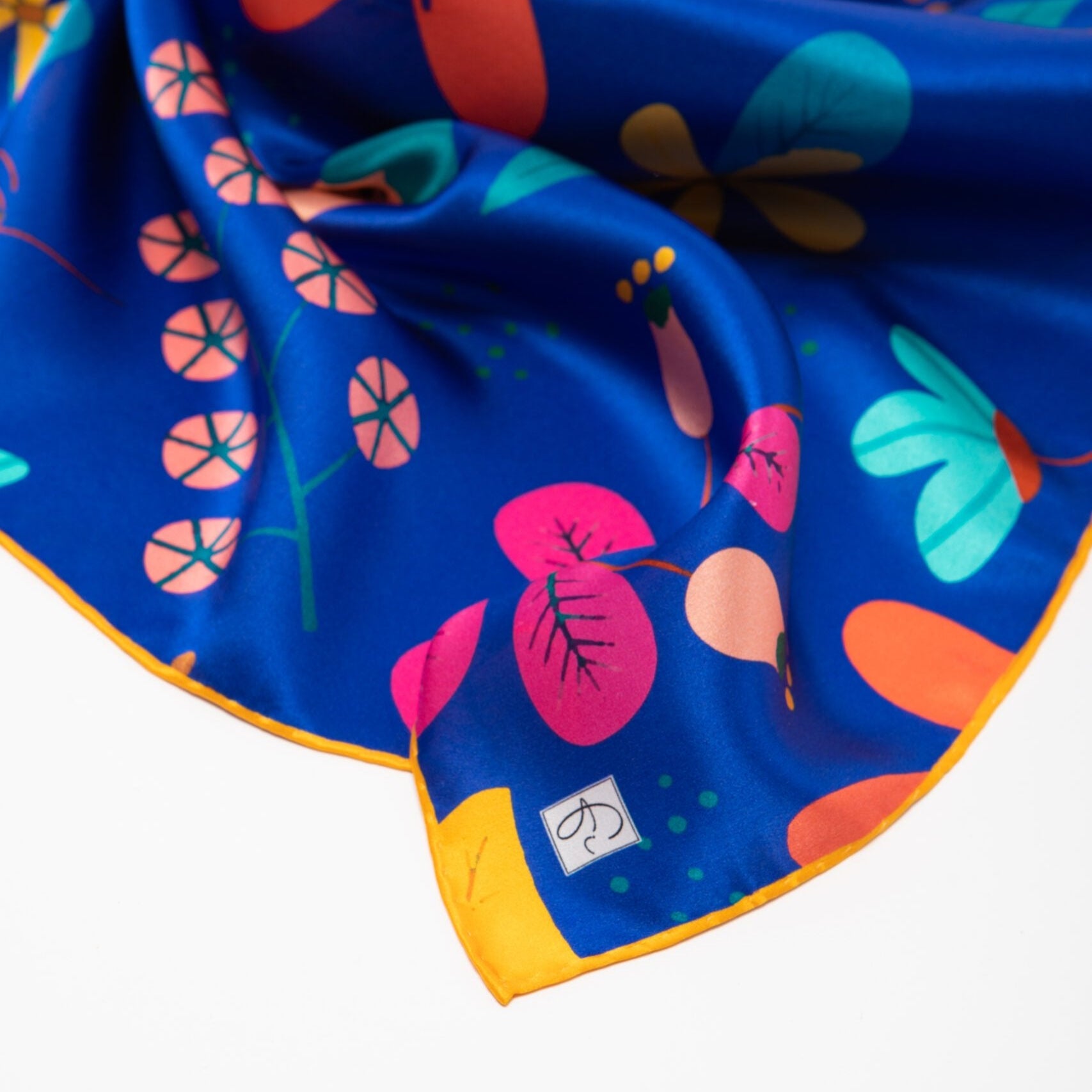 Natural silk scarf in blue "Full of imagination"