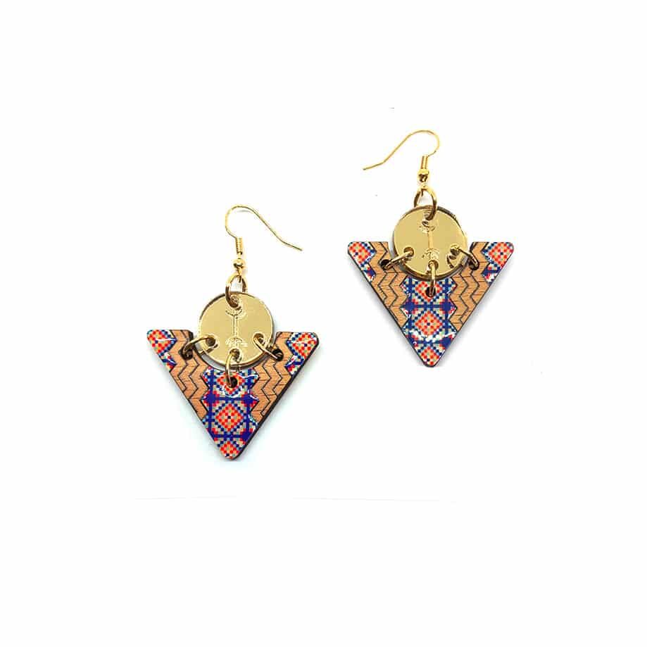 Berber earrings "Khelal Chic" - Wood, Resin & Brass