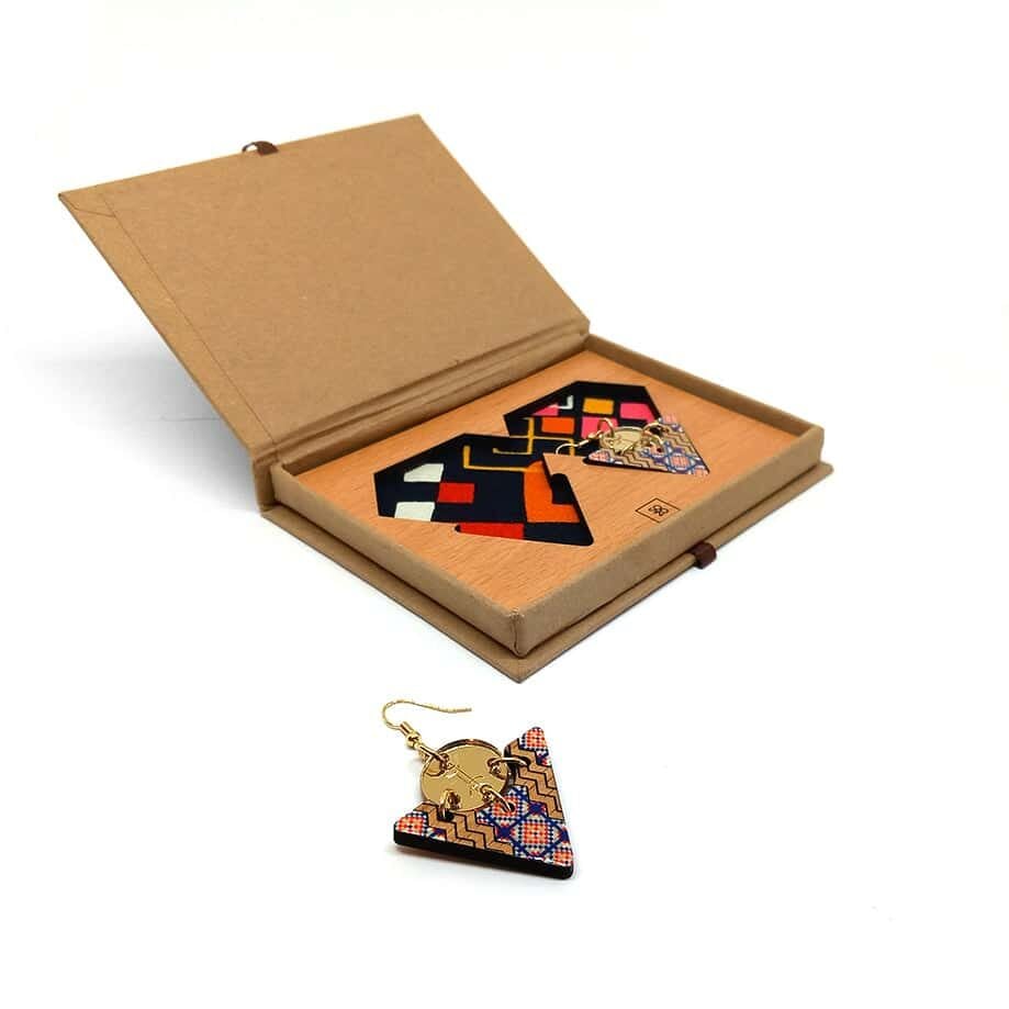 Berber earrings "Khelal Chic" - Wood, Resin & Brass