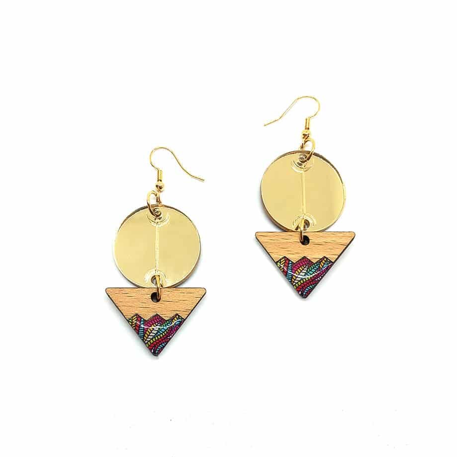 Berber earrings "Khelal Éclipsé" – Wood, Resin & Brass