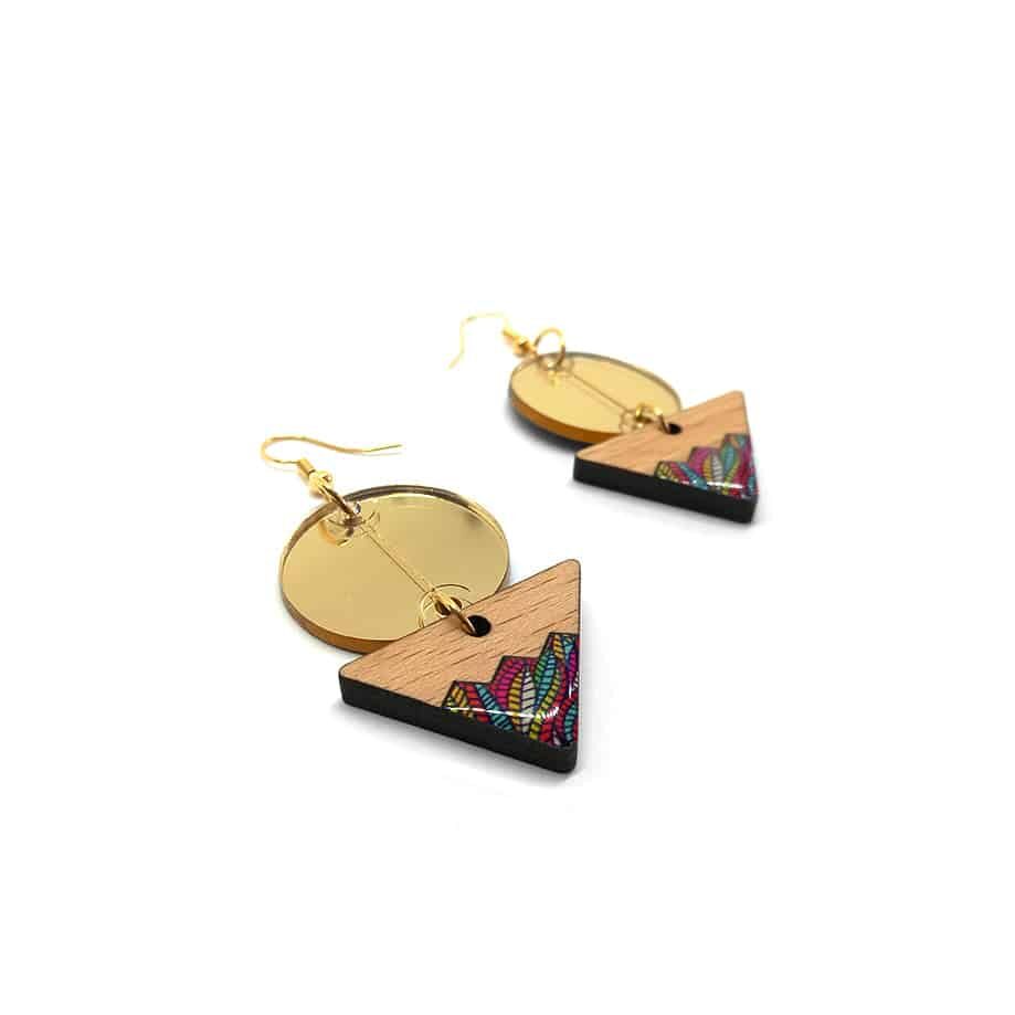 Berber earrings "Khelal Éclipsé" – Wood, Resin & Brass
