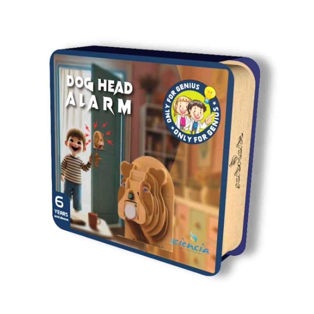 STEM educational game wooden and electronic dog head alarm (+6 years)