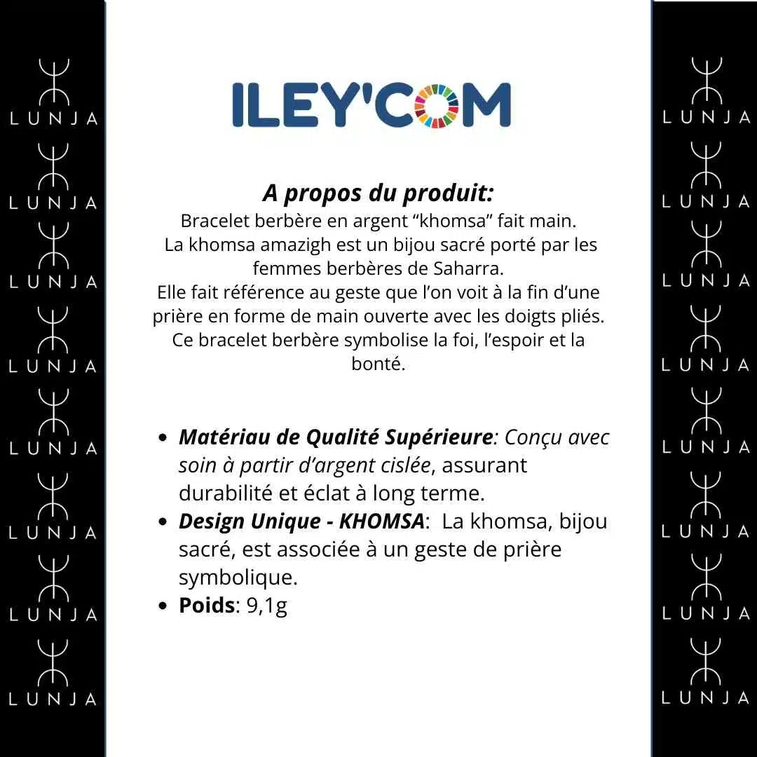 Bracelet berbère khomsa En argent fine