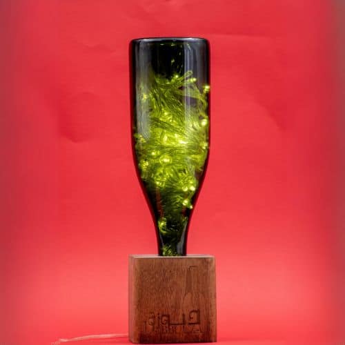 Luminaire en bouteille réutilisé en verre design "le sapin"