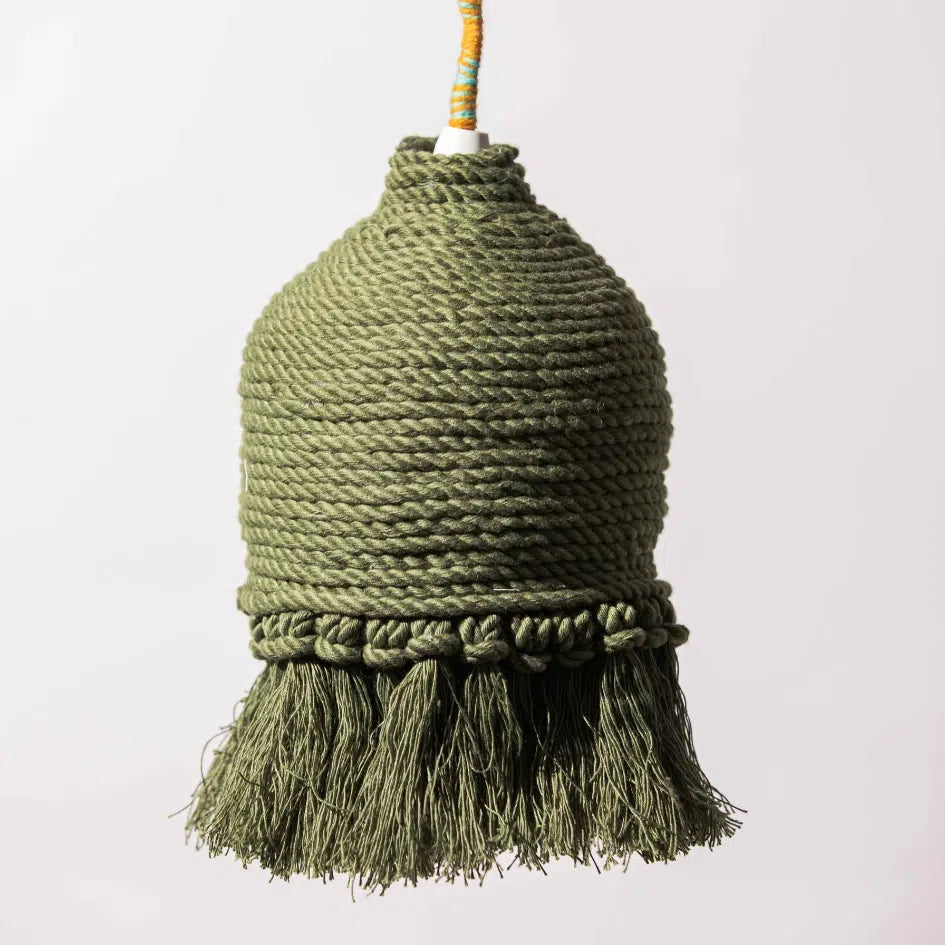 Luminaire bohème en tissu recyclé : Élégance artisanale unique