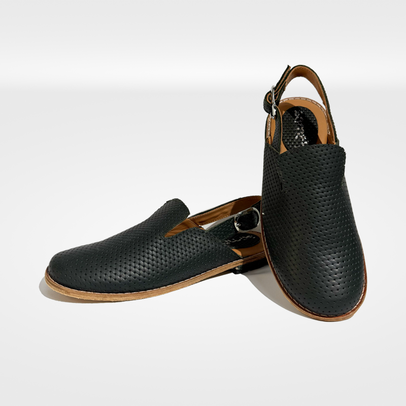 Babouche cuir MARAVI : Élégance et confort en vert foncé