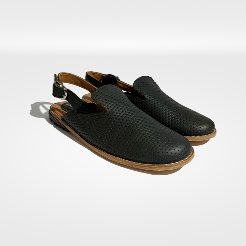 Babouche cuir MARAVI : Élégance et confort en vert foncé