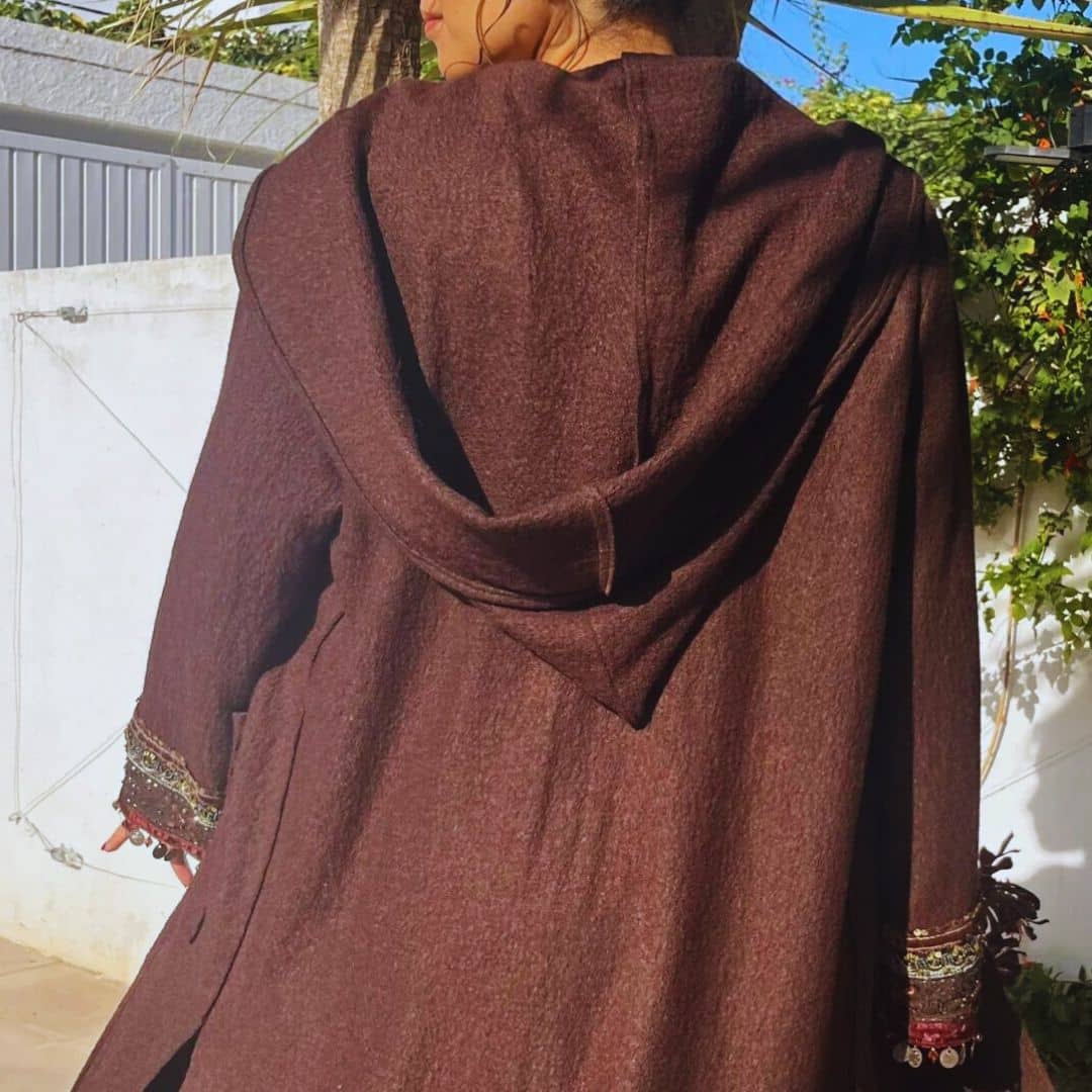 Wool coat with sleeve braid - Handmade