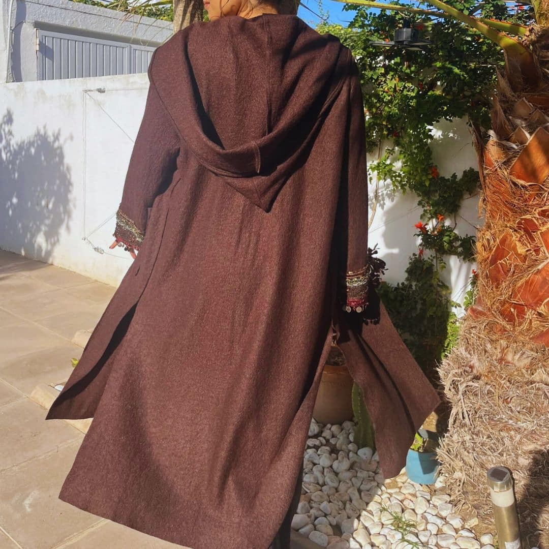 Wool coat with sleeve braid - Handmade