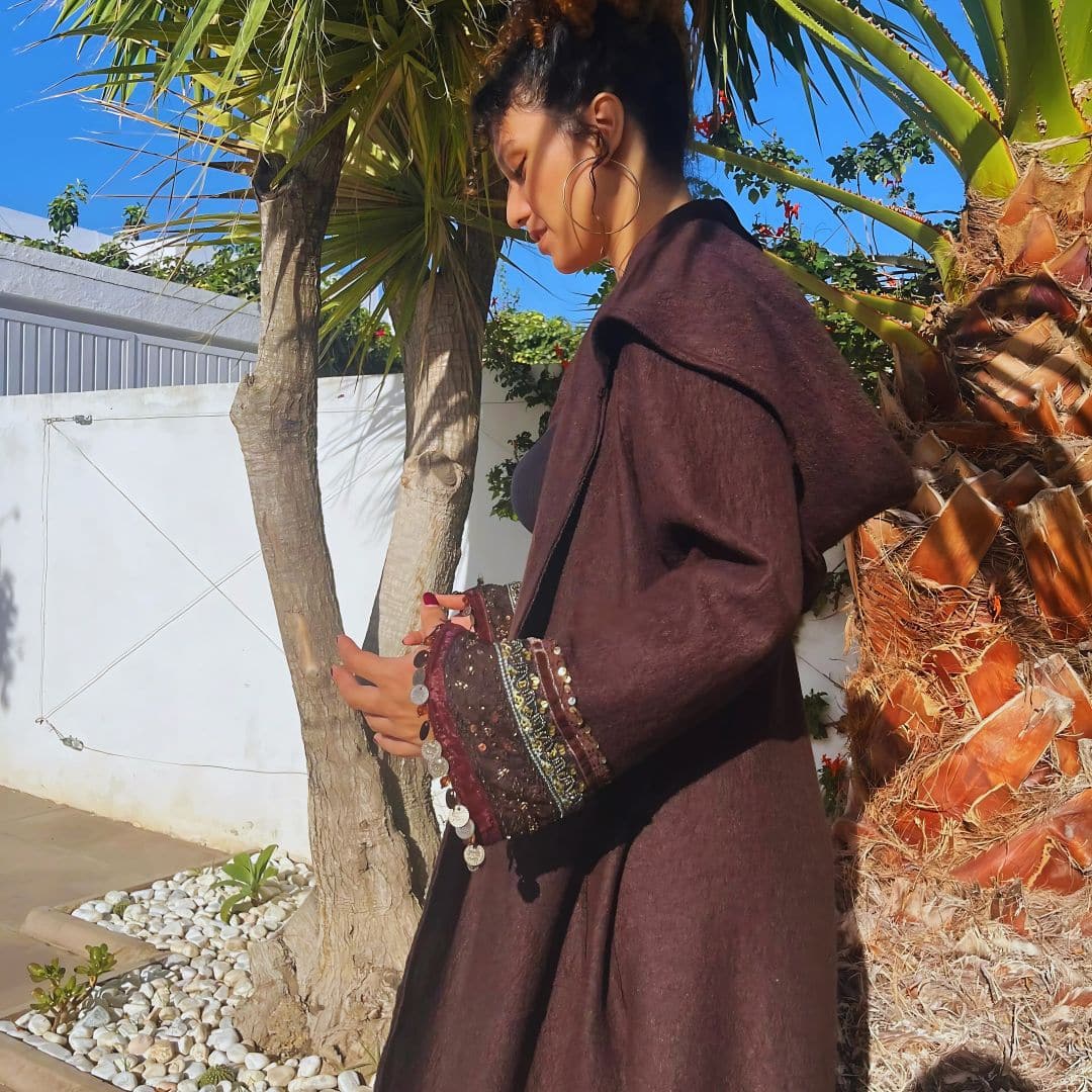 Wool coat with sleeve braid - Handmade