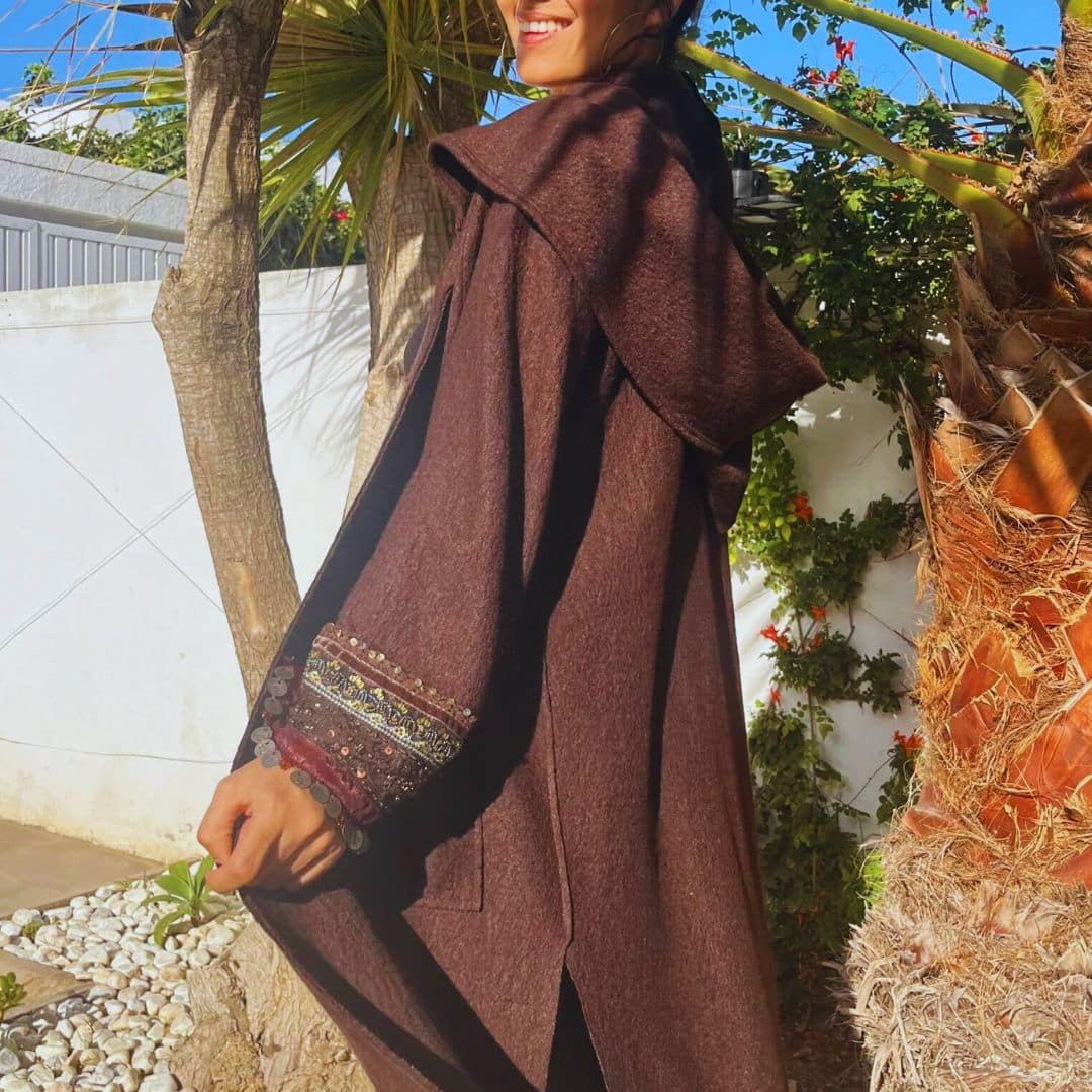Wool coat with sleeve braid - Handmade