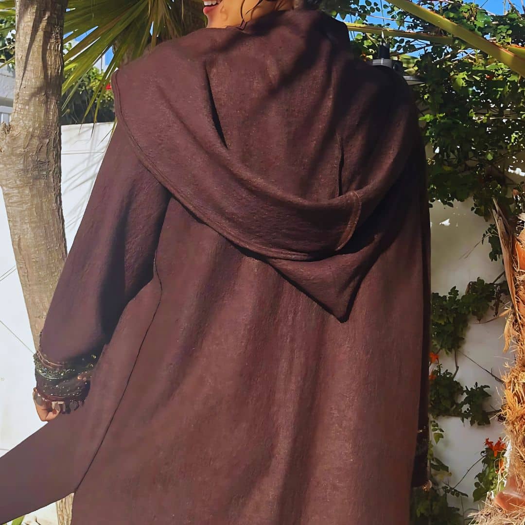 Wool coat with pocket braid - Handmade