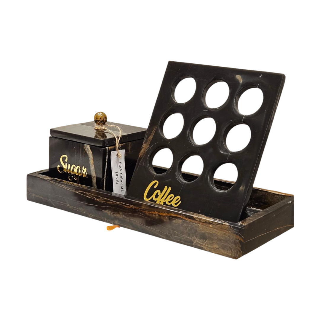 Pack Coin Café – 3 pièces : Plateau, Boîte à sucre, Support à capsules