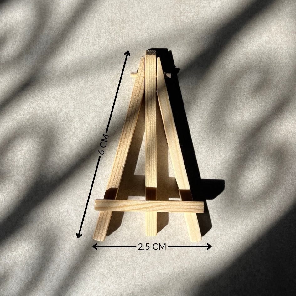 Mini Canvas on Wooden Easel - Creative Support and Handmade Decorative Painting (4 × 4 cm - 6 × 2.5 cm)