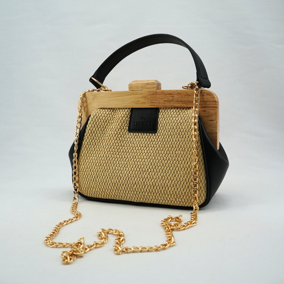 Mini sac Pochette the wooden kiss en bois et fibres