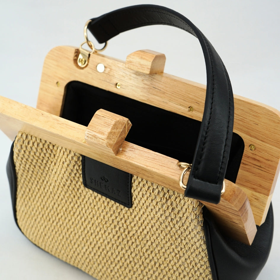 Mini sac Pochette the wooden kiss en bois et fibres