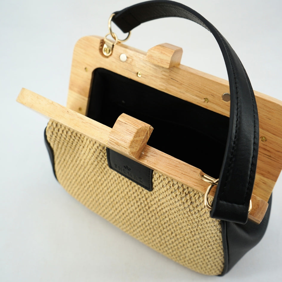 Mini sac Pochette the wooden kiss en bois et fibres