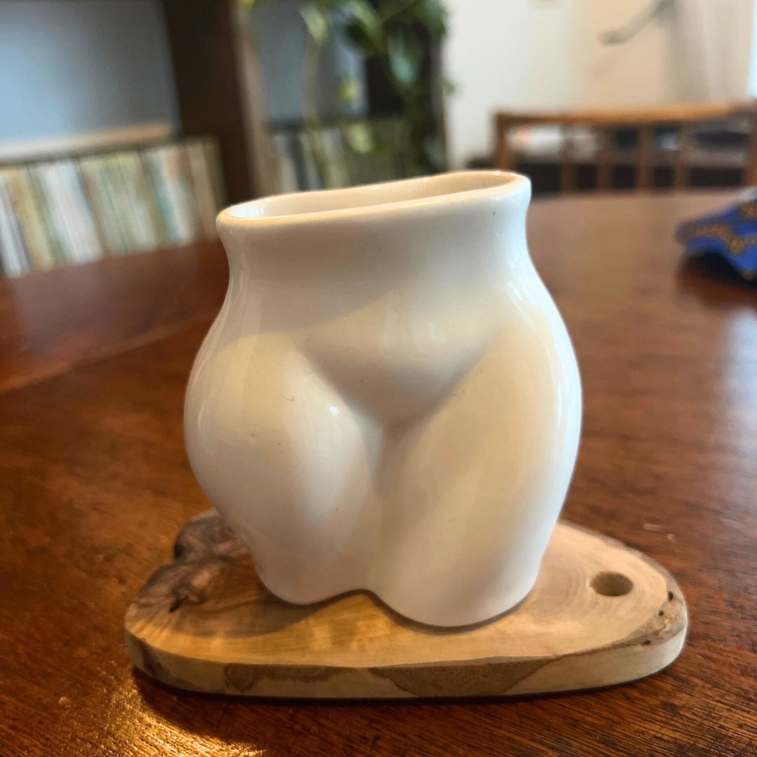Mug à café avec sous-tasse en bois "Foufoun Power"