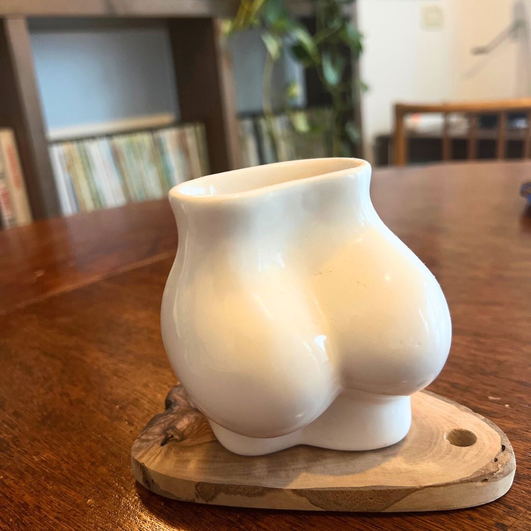 Mug à café avec sous-tasse en bois "Foufoun Power"