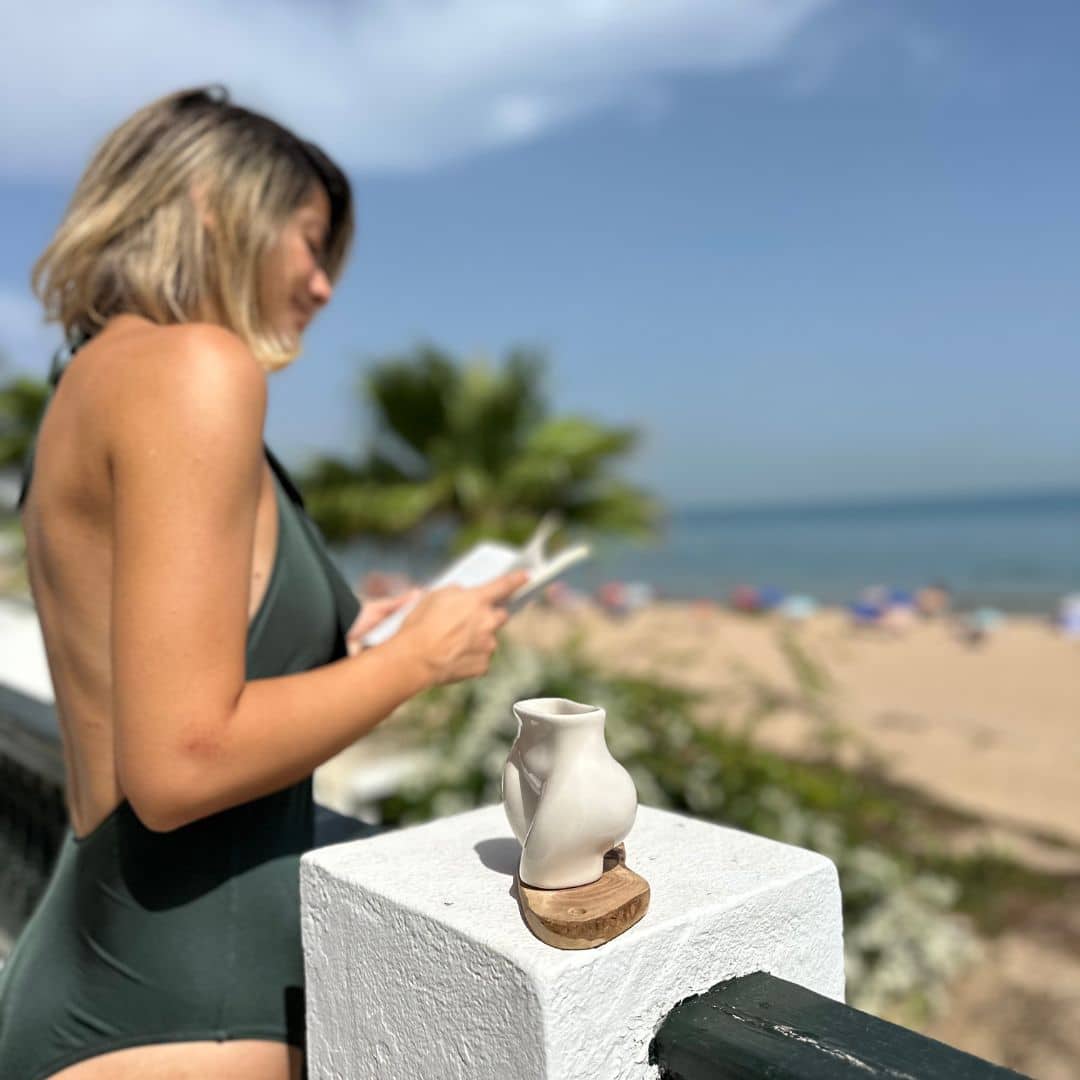 Mug à café avec sous-tasse en bois "Foufoun Power"