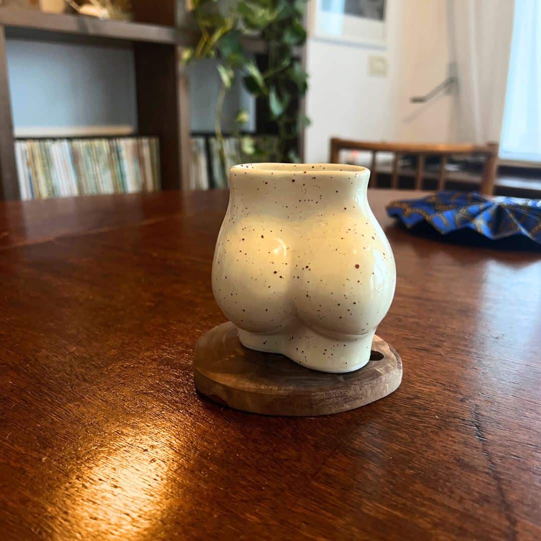 Mug à café avec sous-tasse en bois "Foufoun Power"