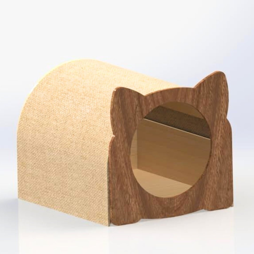 Niche pour chat en bois naturel