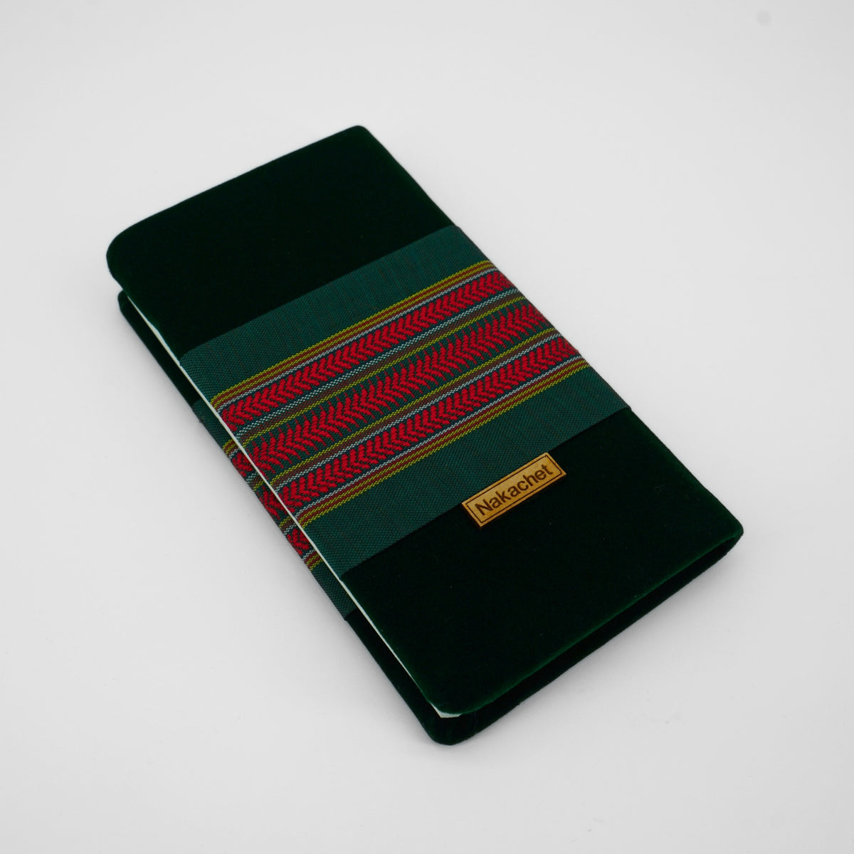 Notebook vert velour avec détails khomsa