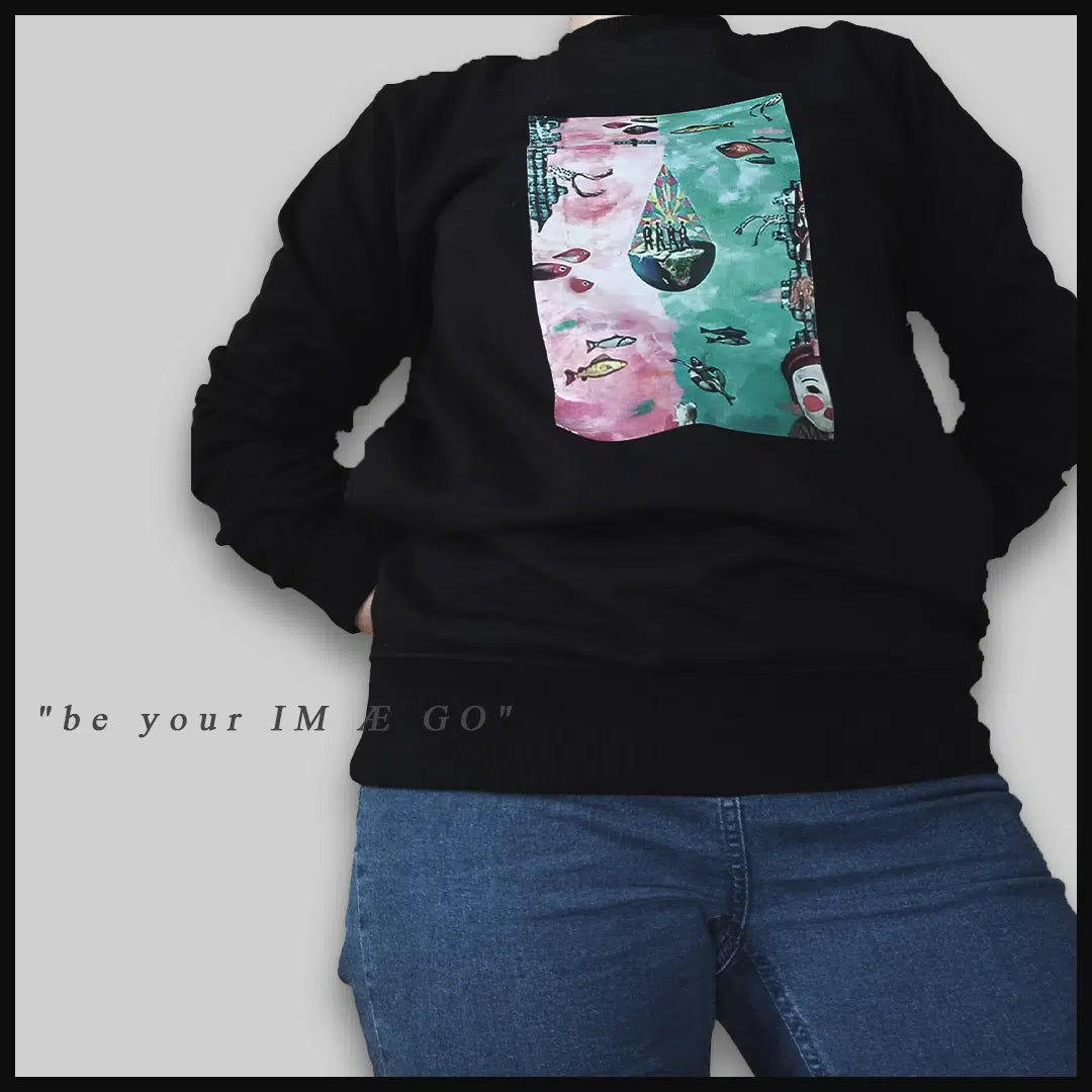 Sweatshirt noir unisexe inspiré de l’Œuvre “Aquarium” (Taille M)