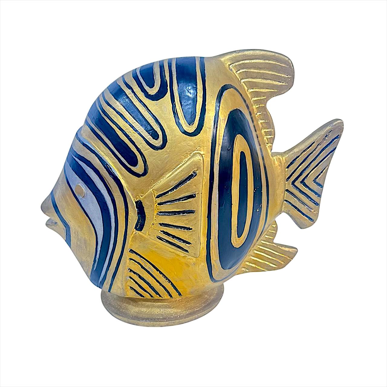 Sculpture Poisson Doré et Noir – Pièce Design en Résine H20 × L25 cm