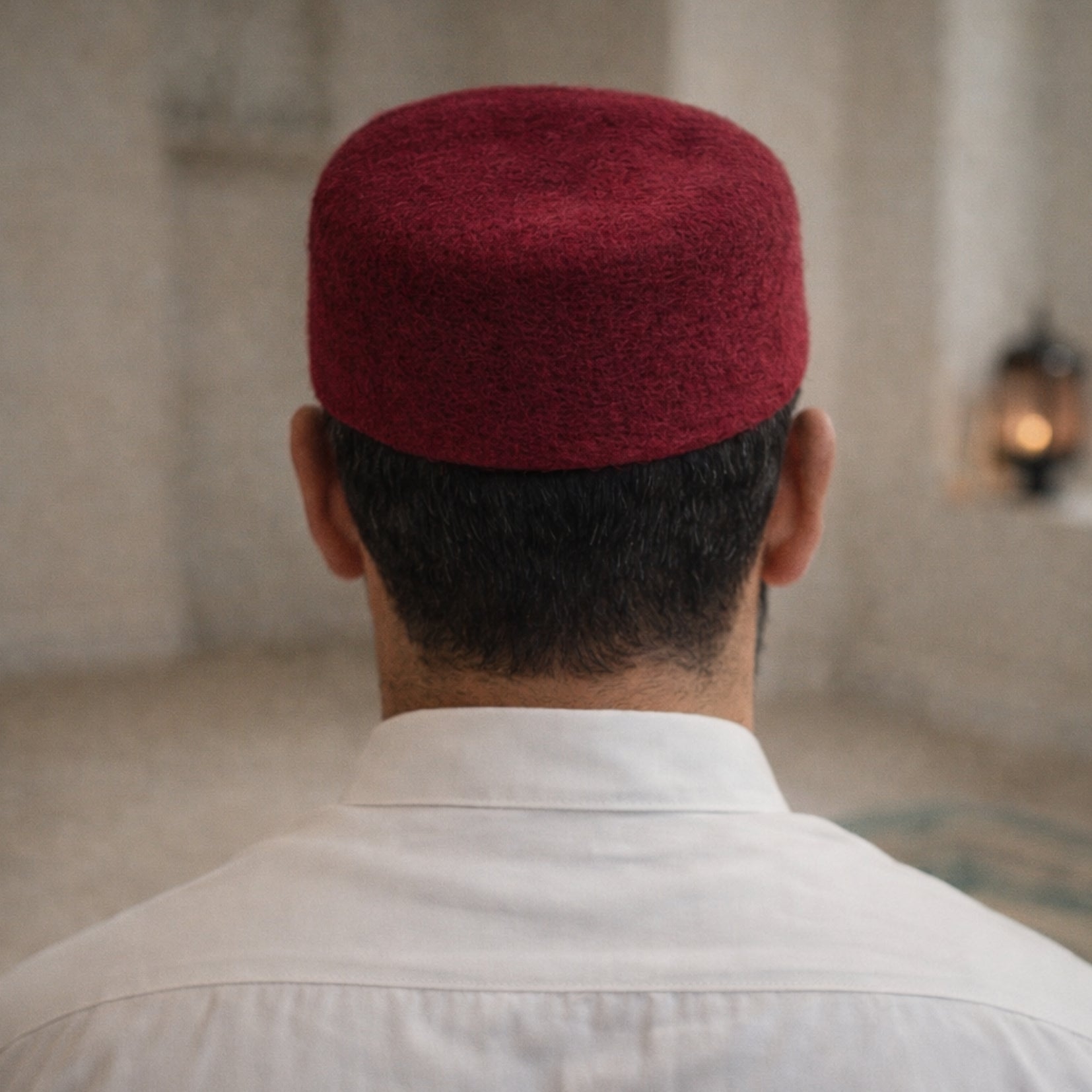 Coffret Coran rouge avec marque-page à l’ambre et chechia