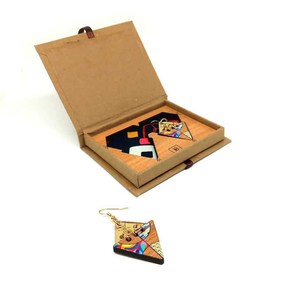 Berber Earrings "Éclats Berbères" - Wood, Resin & Brass