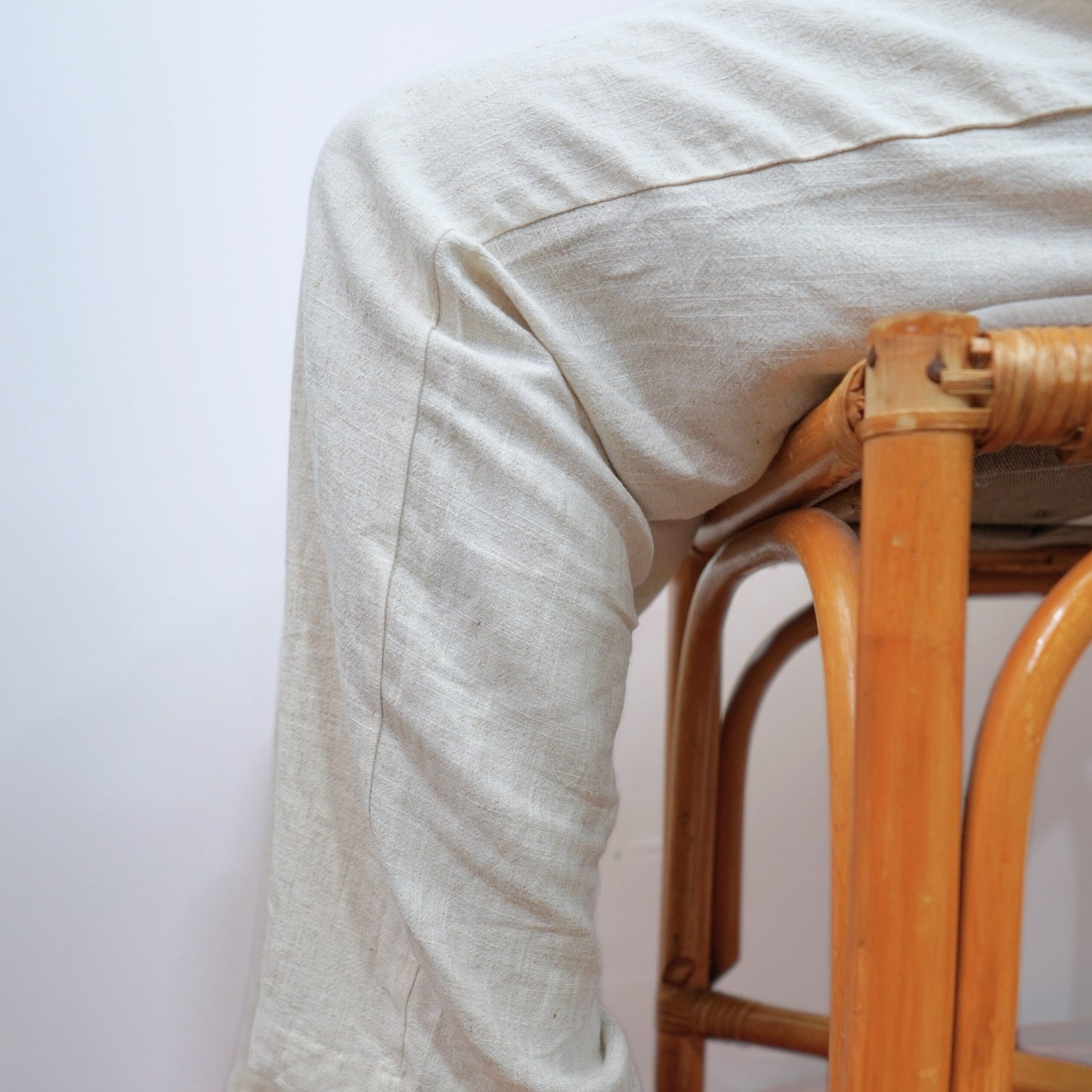 Pantalon Beige en Lin Style Loose