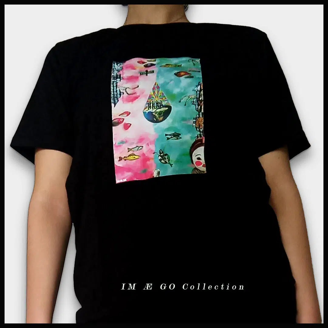 T-shirt noir unisexe inspiré de l’Œuvre “Aquarium” (Taille M)