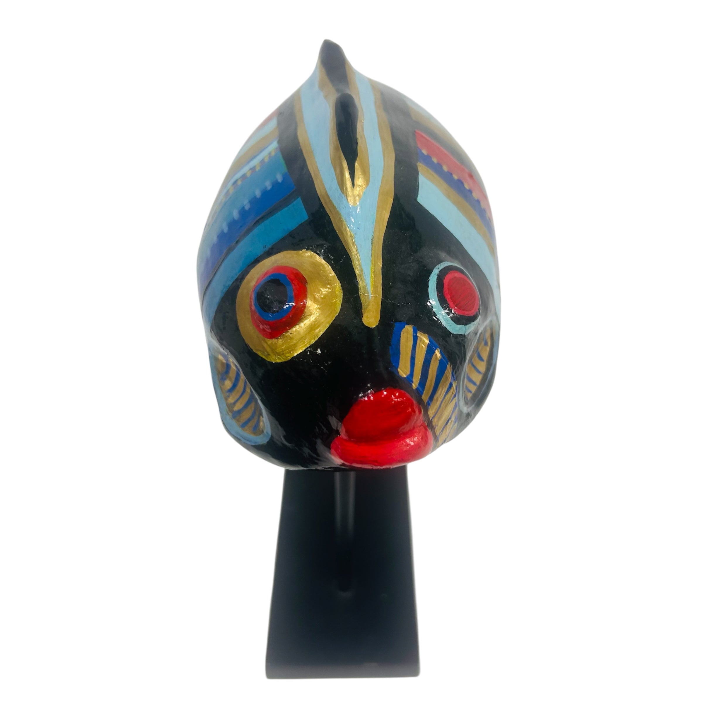 Sculpture poisson coloré en poterie de Sejnane & résine